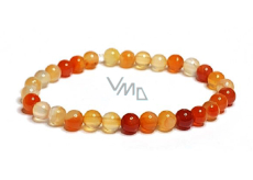 Agate orange bracelet elastic natural stone, ball 6 mm / 16 - 17 cm