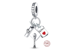 Charm Sterling Silver 925 Graduation - Cap, Diploma Parchment, 3in1 Graduate Pendant Bracelet