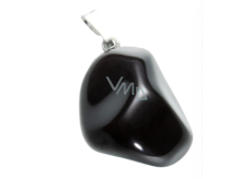 Obsidian black Trommel pendant natural stone M, approx. 3 cm, rescue stone