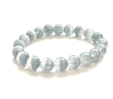Fluorite striped bracelet elastic natural stone, ball 9 - 10 mm / 16 -17 cm, genius stone