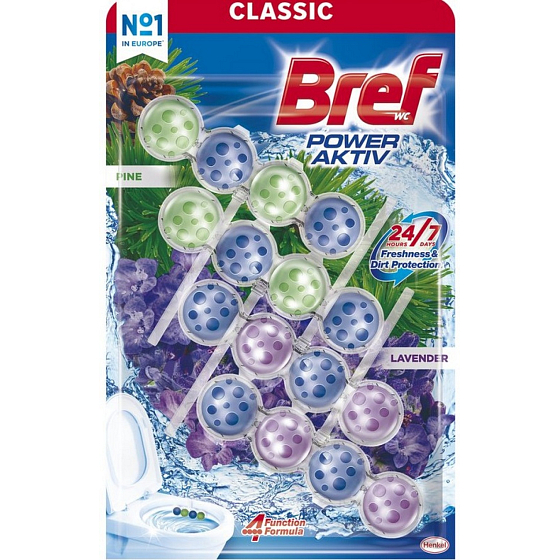 Bref Power Aktiv Pine and Lavender WC block, 4 x 50 g