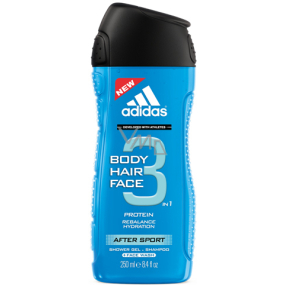 Adidas After Sport 3 in 1 shower gel for body, hair and face for men 250 ml