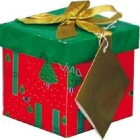 Angel Folding gift box with red Christmas ribbon with gold ribbon 10 x 10 x 10 cm 1 piece