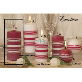 Lima Fresh Line Emotion scented candle pink - white stripes cylinder 60 x 120 mm 1 piece