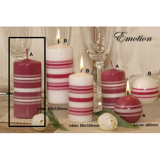 Lima Fresh Line Emotion scented candle pink - white stripes cylinder 60 x 120 mm 1 piece