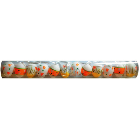 Plastic orange-green eggs for hanging 4 cm 12 pieces in a tube
