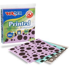 Vektex Sponge Cloths Printed 3 pcs