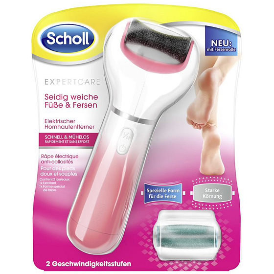 Scholl Expert Care electric foot file with rotary head for cracked heels + medium rough with sea minerals replacement head
