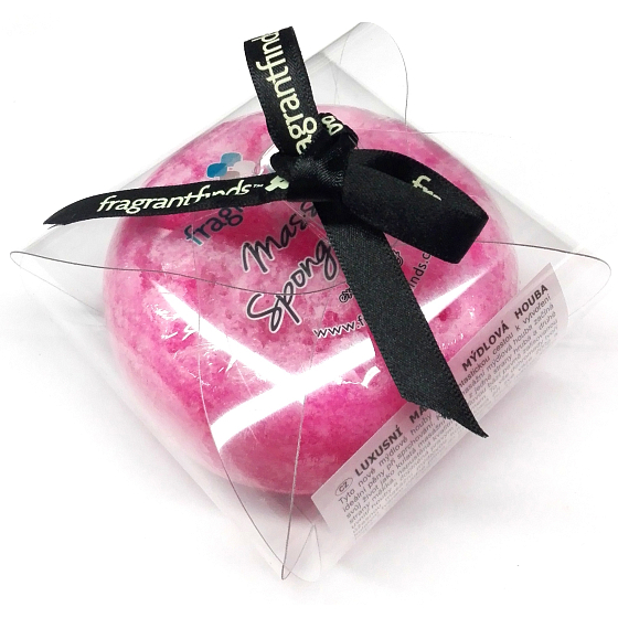 Fragrant Explosion Glycerin Soap Massage with Sponge Infused with Marc Jacobs Perfume Scent - Flower Bomb in Pink 200 g