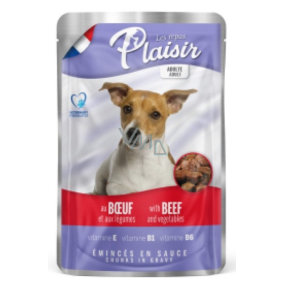 Plaisir Dog beef pieces with vegetables complete food for adult dogs pocket 100 g
