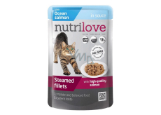 Nutrilove Stewed fillets with juicy salmon in sauce complete cat food pouch 85 g