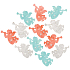Wooden angel orange-blue-gray 3 cm 12 pieces