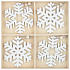 Wooden white flakes 7.5 cm 12 pieces for hanging, in a wooden box