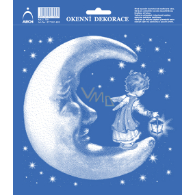 Arch Christmas sticker, window foil without glue Moon with angel 20 x 23 cm