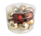 Brown glass baubles set 2 cm, 12 pieces