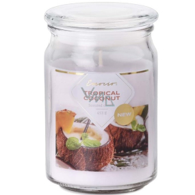 Emocio Tropical Coconut - Tropical coconut scented candle glass with glass lid 453 g 93 x 142 mm