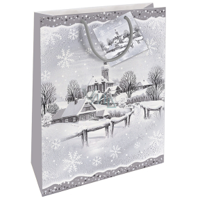 Nekupto Gift paper bag 32.5 x 26 x 13 cm Christmas snowy church