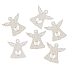 Wooden angel on peg silver 3 cm 6 pieces