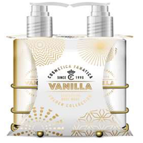 Cosmetica Fanatica Fanatica Vanilla shower gel 250 ml + body lotion 250 ml + golden metal stand, cosmetic set