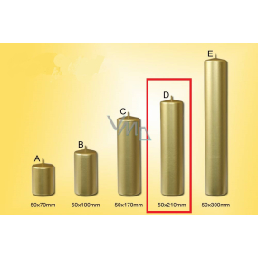 Lima Candle smooth metal gold cylinder 50 x 210 mm 1 piece