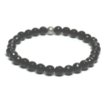 Onyx facet bracelet elastic natural stone, ball 6 mm / 16 - 17 cm, life force stone