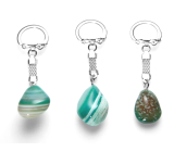 Agate green keychain pendant natural stone approx. 10 cm 1 piece, symbolizes the element earth