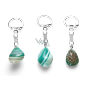Agate green keychain pendant natural stone approx. 10 cm 1 piece, symbolizes the element earth