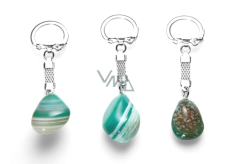 Agate green keychain pendant natural stone approx. 10 cm 1 piece, symbolizes the element earth