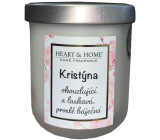 Heart & Home Fresh linen soy scented candle with the name Christine 110 g
