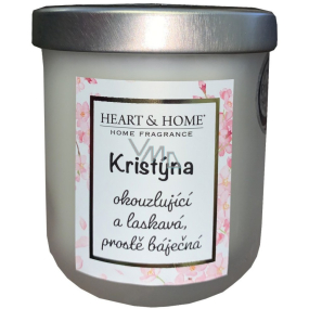 Heart & Home Fresh linen soy scented candle with the name Christine 110 g