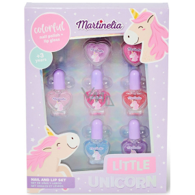 Martinelia Little Unicorn lip gloss 2 x 2,5 g + nail polish 5 x 3,6 ml, cosmetic set for children
