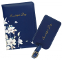 Albi Original Travel set of suitcase tag and document case Blue flower 19,5 x 16 x 2,5 cm