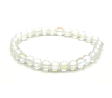 Opalite white matt bracelet elastic, synthetic stone ball 6 mm / 16-17 cm, wishing and hope stone