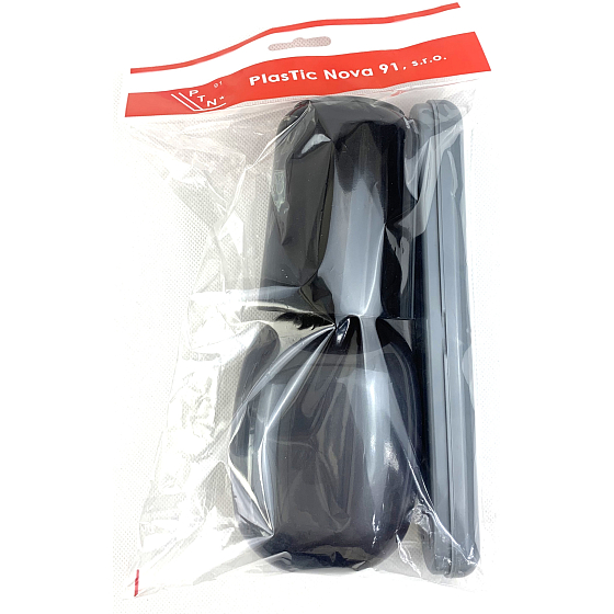 Plastic Nova Toiletry Bag Set - Travel Toiletry Set Black, Cup, Toothbrush and Soap Case 3 Pieces