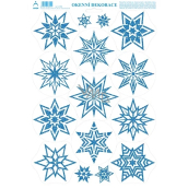 Arch Christmas sticker, window film without adhesive Stars blue with glitters 35 x 25 cm