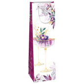 Ditipo Paper gift bag for bottle 12,3 x 7,8 x 36,2 cm white purple glasses