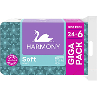 Harmony Soft White 3-ply toilet paper, 30 rolls, 15 m rolls