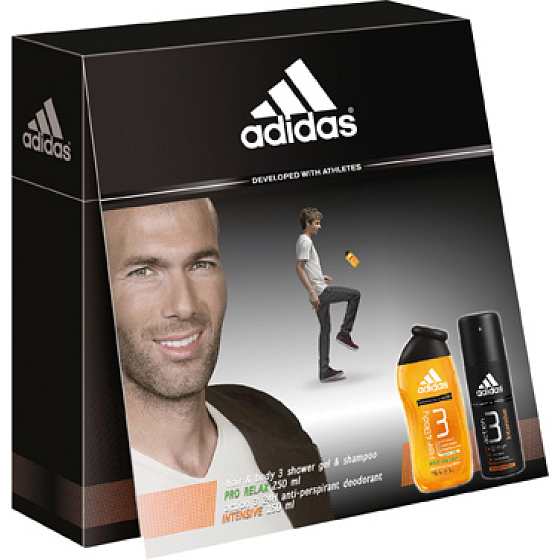 Adidas Action 3 Intensive antiperspirant deodorant spray 150 ml + shower gel 250 ml, for men cosmetic set