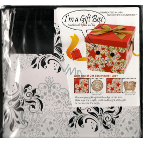 Angel Folding gift box with ribbon black and white ornaments 22 x 22 x 13 cm 1 piece