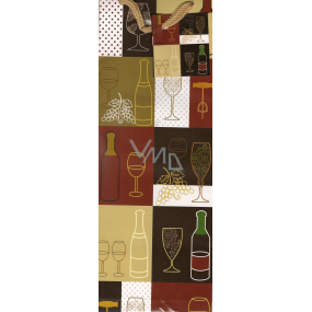 Nekupto Gift paper bag for a bottle 33 x 11 x 9 cm Wine motifs 1030 01 ALH