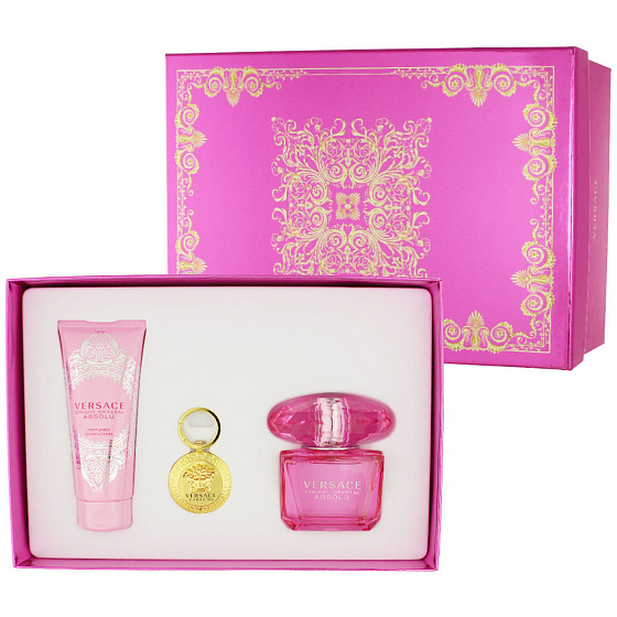 Versace Bright Crystal Absolu Eau de Parfum for Women 90 ml + Body Lotion 100 ml + Key Chain, Gift Set