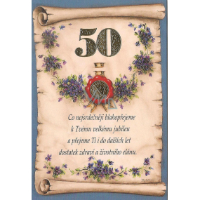 Nekupto Birthday card 50 heart greeting card