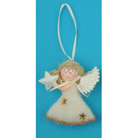 Angel plush silver star for hanging 10 cm