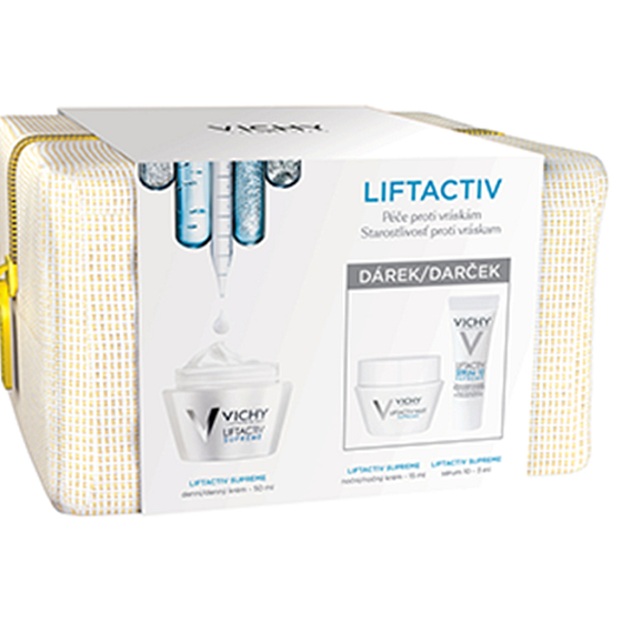 Vichy Liftactiv Supreme anti-wrinkle care day cream 50 ml + night cream 15 ml + serum 3 ml + case, cosmetic set