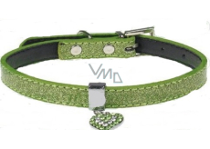 Tatrapet Lurex collar green decorated - heart 1,5 x 37 cm