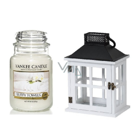 Yankee Candle Fluffy Towels - Fluffy bath towels scented candle Classic large glass 623 g + Beach House lantern, gift set