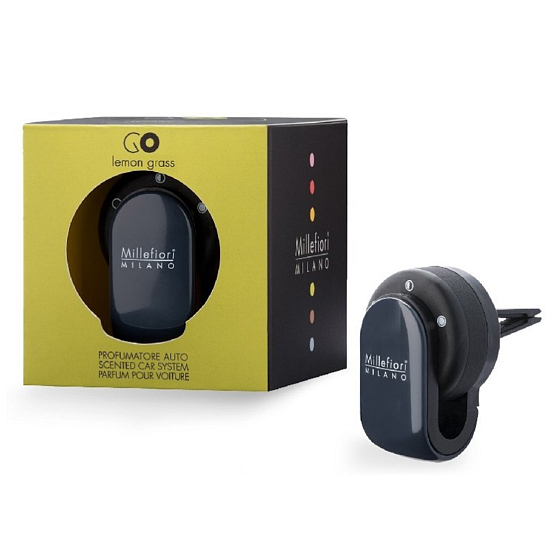 Millefiori Milano Go Lemon Grass - Lemon grass car scent black smells up to 2 months 54 g