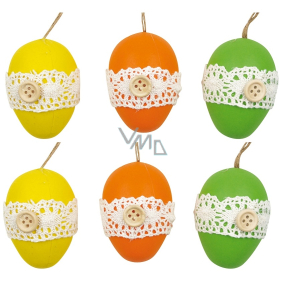 Plastic eggs with a button for hanging 6 cm, 6 pieces in a bag