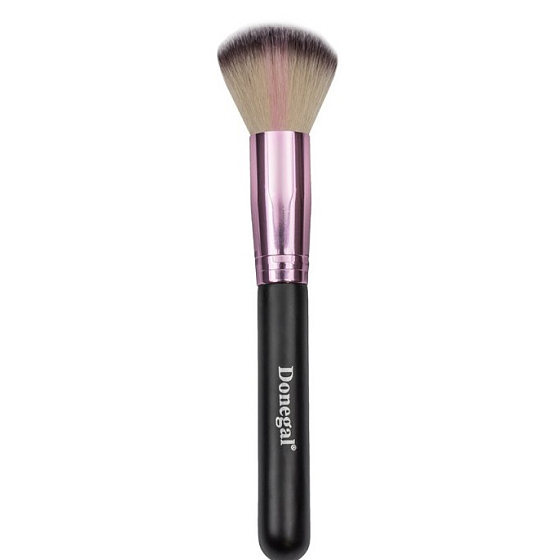 Donegal Love Pink cosmetic brush with synthetic bristles for powder 17 cm