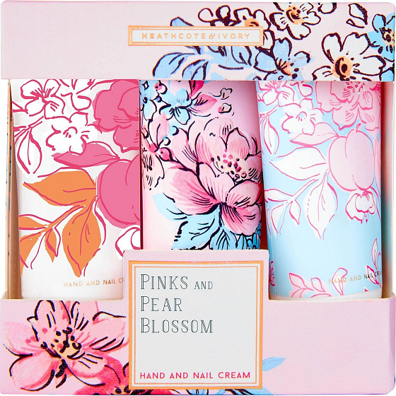 Heathcote & Ivory Pinks & Pear Blossom hand and nail cream 3 x 30 ml, cosmetic set